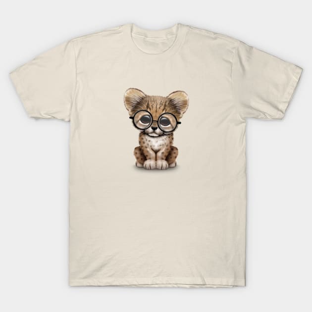 Cute Cheetah Cub Wearing Glasses T-Shirt by jeffbartels